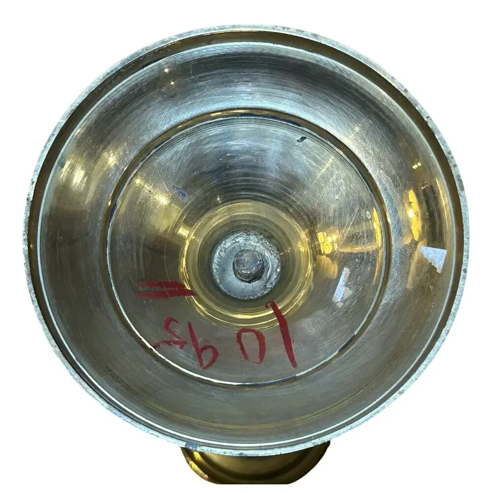 Vintage 70s Brass and Enamel Candle Holder